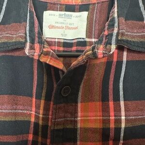 Urban Outfitters Black and Orange Plaid Shirt
